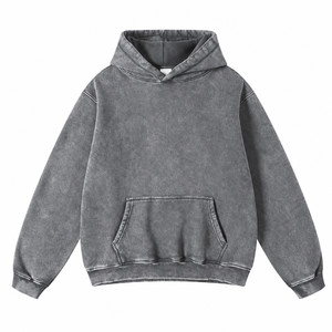Sudadera con Capucha Oversize Vintage con Lavado Ácido para Hombre y Mujer, Sudadera con Capucha Lisa con Bolsillo, Invierno, 2 Piezas, Forro Polar Ecológico - Product Image 1