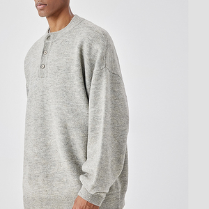 Suéter Henley Clásico para Hombre con Cuello de Botones, Manga Larga, Tejido Suave, Cálido, Informal, para Invierno, OEM, ODM, Venta al Por Mayor - Product Image 5
