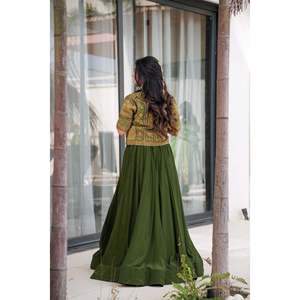 Sai Creation Designer Handmade A-Line Lehenga Choli for Party Wear Embroidered Organza <b>Sequins</b> & Crop <b>Top</b> Natural Waistline - Product Image 4