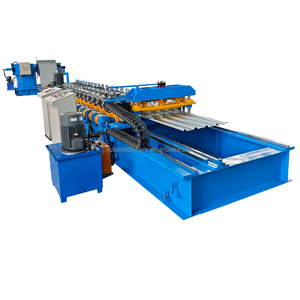 컬러 스틸 루핑 타일 모터 기어 롤러 벽 아연 도금 시트를 만들기위한 <span class=keywords><strong>750</strong></span> 스판 지붕 패널 롤 성형 기계 - Product Image 1