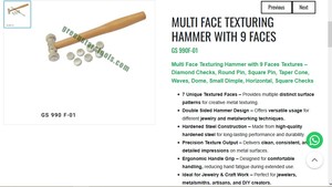 Martillo Texturizador Multifacético de 9 Caras, Herramientas de Joyería, Martillo Texturizador de Metal, Herramientas de Orfebrería |   N.º de artículo GS-990F-01 - Product Image 3