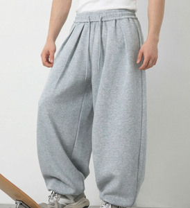 <b>Men's</b> Mid Waist Loose Fit <b>Baggy</b> <b>Trousers</b> Relaxed Straight Leg Breathable Polyester/Cotton Acid Wash Elastic Sporty Pants - Product Image 4