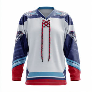 Maillot de hockey sur glace à coupe ample, sublimation, vêtement d'entraînement, hauts de maillot de hockey à manches longues, maillot de hockey sur glace avec cordon de serrage - Product Image 4