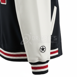 เสื้อแจ็คเก็ตวาร์ซิตี้สีแดงขาวสำหรับผู้ชาย ผ้าวูลผสมโพลีเอสเตอร์ ปักตัวอักษร S 29 ปกคอพับ ทรงปกติ สไตล์สตรีทสำหรับฤดูใบไม้ร่วง - Product Image 3
