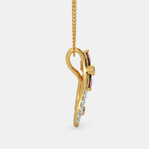 Yellow Gold <b>Ruby</b> Floral Swirl Lab Grown Diamond Pendant <b>Necklace</b> - Product Image 5