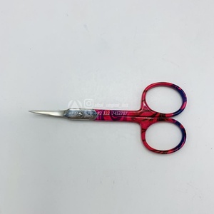 Ciseaux à ongles à cuticules en acier inoxydable de haute qualité rouge blanc motif zèbre complet Transparent bleu lame incurvée/droite - Product Image 5