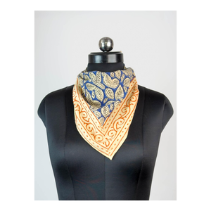 Unisex <b>Vintage</b> Ethnic Hand Drawn <b>Silk</b> Floral Print Square <b>Scarf</b> Head Wrap Bandana - Product Image 5