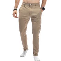 Celana Chino Slim Fit Kasual Pria Dengan Kancing, Loop Sabuk, Saku Samping, Celana Panjang Nyaman dan Elastis Untuk Kantor dan Bisnis