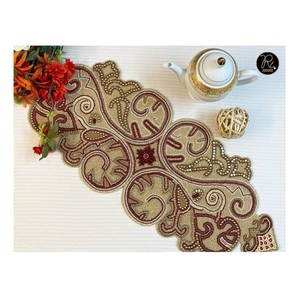 <b>Red</b> Golden And Silver Beaded Table <b>Runner</b> Use For Decoration Dining Table In Occasion Buy Direct From Supplier At Bulk Price - Product Image 1