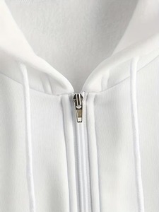 Plain Solid 100% Cotton Winter Hoodie Unisex <b>White</b> Cotton Fleece Hooded <b>Zip</b>-<b>Up</b> Sweatshirt Regular Fit Casual Autumn Wear - Product Image 5