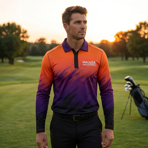 Mens Custom <b>Long</b> <b>Sleeve</b> Golf <b>Polo</b> <b>Shirt</b> Breathable Stretch Athletic Performance Jersey Collared <b>Shirt</b> Factory Direct - Product Image 5