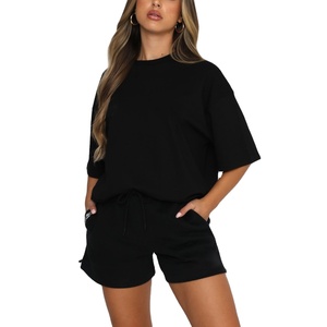 เสื้อผ้า2025ชุดเสื้อยืดแขนสั้น2ชิ้นสำหรับผู้หญิงชุดฤดูร้อนกางเกงขาสั้นนักขี่จักรยานและเสื้อยืด2ชิ้น - Product Image 2