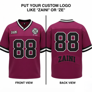 Maillot de football américain pour hommes, 180 GSM, polyester interlock premium, design à panneaux marron, noir et blanc, logo personnalisé par sublimation - Product Image 1