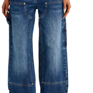 Vaqueros Cargo de Mujer de Talle Medio, Pierna Ancha, Transpirables, Azul Lavado, con Bolsillos Utilitarios, Estilo Casual Urbano, Ajuste Holgado, Moda Otoño - Product Image 6