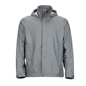 Veste imperméable à capuche grise pour homme, vêtement d'extérieur décontracté pour l'automne, manches régulières, couleur unie, coque en polyester, fermeture éclair - Product Image 1