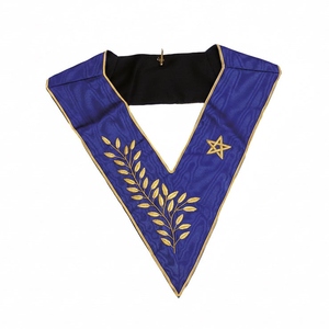 Collier de Rite Écossais du 17e Degré, Moiré Bleu, Broderie Dorée à la Machine, Régalia Maçonnique, Chevalier de l'Orient et de l'Occident, Franc-maçon - Product Image 1