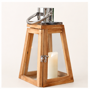 Portavelas Decorativo de Madera con Paneles de Vidrio y Tapa Metálica, Estilo Rústico, Centro de Mesa para Bodas, Decoración del Hogar - Product Image 4