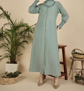 Moderna y Hermosa Abaya Estilo 2026, Ropa Islámica, Vestido Largo para Mujer Musulmana, Abierto por Delante, Poliéster, Cuello en V, Estampado Floral - Product Image 5