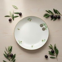 Assiette de table en porcelaine fine de qualité supérieure 3460986D-25 NOUVELLE, motif olive et fruits estampés