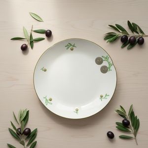 Plato de Porcelana Fina de Primera Calidad 3460986D-25, Nuevo, con Estampado de Rama de Olivo y Fruta - Product Image 3