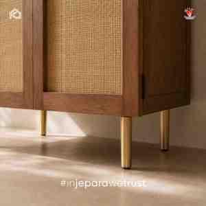Handcrafted Eco-Friendly Durable Solid Teak Wood Cane <b>Wardrobe</b> Modern Luxury Japandi Style Wall Mount Bedroom Furniture Villa - Product Image 6