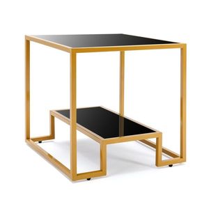 Tavolino da Caffè Moderno in Metallo e Vetro, Arredamento per Interni, per Soggiorno e Ufficio, Tavolo Centrale in Acciaio - Product Image 1
