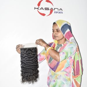 Indian 7*7 Closure Temple Bundles Natural Processing None Lace Front Wigs <b>Braiding</b> <b>Machine</b> Double Weft Deep Wave Human <b>Hair</b> - Product Image 4