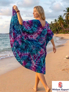 Printed Women <b>Kaftan</b> Dress Loose Fit <b>Summer</b> Beach Wear Comfortable Fabric Custom Wholesale Bulk Manufacturing Export Supply - Product Image 3