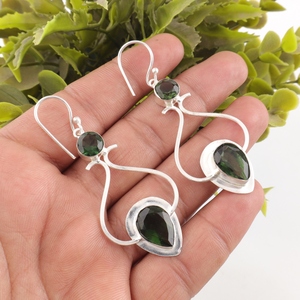 Pendientes de turmalina verde hechos a mano en plata de ley 925, joyería para mujeres y niñas, ideales para fiestas. - Product Image 3