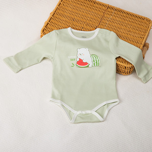ALB11 Ensemble de vêtements pour bébé unisexe mignon, manches courtes, kimono à nouer sur les côtés, 100% coton biologique, tissu tricoté respirant, motif de dessin animé - Product Image 2