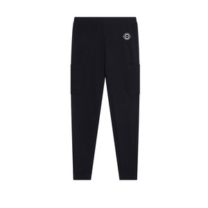 Leggings pour femmes à taille haute, sexy, longs, avec poches, logo personnalisé, extensibles, tricotés, couleur unie noire, style sportif - Product Image 2