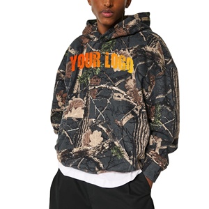 Sweat-shirts à capuche personnalisés en coton 100% 500 g/m² à épaules tombantes pour hommes, streetwear de haute qualité, imprimé jungle, camouflage, sweat-shirt lourd - Product Image 1
