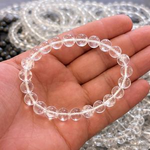 Bracelet en quartz clair naturel, prix de gros, perles de cristal de 8 mm, bracelet extensible énergétique pour homme et femme, cadeau de méditation - Product Image 3