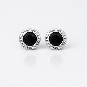 Pendientes Románticos de Ónix Negro Natural con Engaste de Bisel, Plata de Ley Chapada en Rodio, Regalo para Compromiso, Boda o Aniversario - Product Image 4