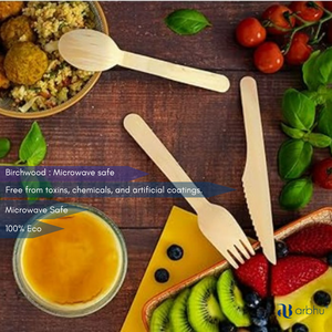 Eco Friendly Birch Wood Knife 140mm Disposable Biodegradable Shined Utensil Compostable Plant Based Tableware <b>Microwave</b> Safe - Product Image 2