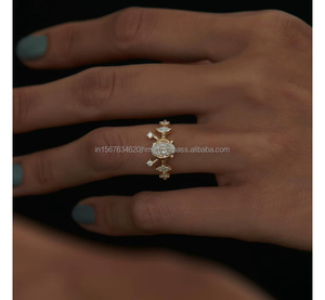 Igi/gia แล็บตัดเพชรวินเทจ14K สีเหลืองแหวนแต่งงาน/งานหมั้นใส่ได้ทั้งชายและหญิงสีขาวทองคุณภาพดีสำหรับงานปาร์ตี้ครบรอบ-คุ้มค่า - Product Image 3