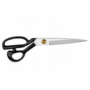 Black Tailor Scissors Stainless Steel Smooth Edge DIY Grade Plastic Handle Non Foldable <b>Fabric</b> Sewing <b>Shears</b> Cutting Tool - Product Image 3