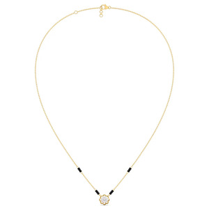 Collier traditionnel culturel avec perles noires et motif floral en diamant central - Product Image 3
