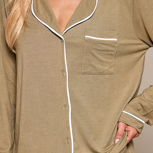 2026 New Winter Vintage Luxury Mid Rise Breathable Pajama Sets Soft Silk Printing Button Fly Cotton Pajamas Set For <b>Women</b> - Product Image 6
