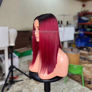 Perruque frontale en dentelle rouge bordeaux droite à partir de 100% cheveux humains vietnamiens bruts donneur unique et cheveux vierges - Product Image 3