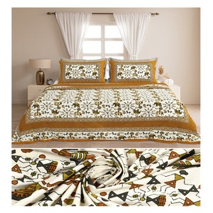 Parure de lit traditionnelle Manthan en coton 100% imprimé à la main, motif floral bohème indien, anti-acariens, 3 pièces, qualité supérieure - Product Image 1