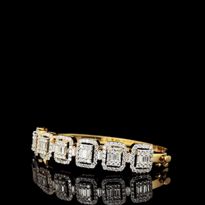 Bracelet tennis en diamant de laboratoire taille émeraude de luxe en or Halo Baguette Diamant Bijoux fins - Product Image 2