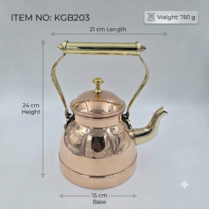 Théière en cuivre pur, théière artisanale en cuivre avec couvercle, poignée en laiton, théière indienne traditionnelle, service à café, décoration de cuisine - Product Image 5