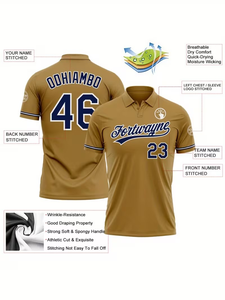 Polo pour homme bleu marine avec motif « Your Team » 00, décontracté, à manches courtes, avec imprimé orange et blanc, respirant, mélange printemps/été - Product Image 6