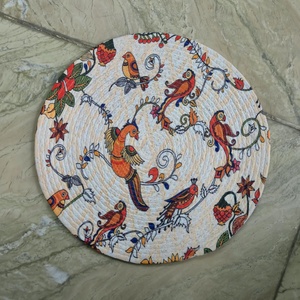 Mantel Individual Redondo de Poliéster con Estampado Floral y de Aves Coloridas, Mantel Decorativo para Mesa de Comedor - Product Image 4
