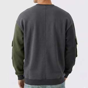 Sweat-shirt surdimensionné à col rond en molleton 100 % coton, personnalisé, avec épaules tombantes, appliqué, délavé, brodé, logo imprimé sur mesure, style hip-hop, pour l'hiver - Product Image 6
