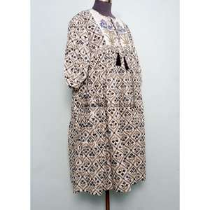 Robe longue florale à franges pour femme, 100 % coton, style vintage évasé, pour événements formels, taille naturelle, écologique, vente en gros - Product Image 4