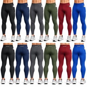 Pantalones de Compresión Deportivos Personalizados para Hombre con Bolsillos, de Alta Elasticidad y Secado Rápido, para Entrenamiento en Gimnasio, Fitness, Marca Privada OEM - Product Image 2