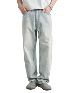 2025 nuevos Pantalones vaqueros de moda para hombre, pantalones vaqueros holgados rectos de 100% algodón con etiqueta personalizada, pantalones de calle informales de negocios de lujo de alta calidad - Product Image 3