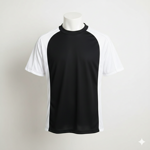 Men 100% Cotton American Sleeve With Panel Solid Custom Logo Silk Screen Printed Quick Dry Breathable 220g <b>Blank</b> T-Shirt OEM - Product Image 2